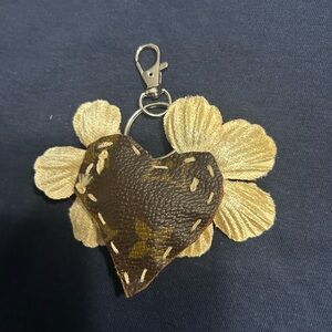 Brown and Gold Heart Keychain